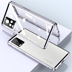 Handyhülle Hülle Luxus Aluminium Metall Rahmen Spiegel 360 Grad Ganzkörper Tasche für Vivo V20 Pro 5G Silber