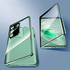 Handyhülle Hülle Luxus Aluminium Metall Rahmen Spiegel 360 Grad Ganzkörper Tasche für Vivo V27 5G Grün