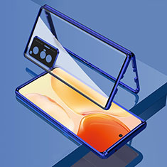 Handyhülle Hülle Luxus Aluminium Metall Rahmen Spiegel 360 Grad Ganzkörper Tasche für Vivo X70 5G Blau