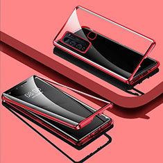 Handyhülle Hülle Luxus Aluminium Metall Rahmen Spiegel 360 Grad Ganzkörper Tasche für Vivo Y50 Rot