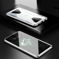 Handyhülle Hülle Luxus Aluminium Metall Rahmen Spiegel 360 Grad Ganzkörper Tasche für Xiaomi Black Shark 3 Silber