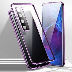 Handyhülle Hülle Luxus Aluminium Metall Rahmen Spiegel 360 Grad Ganzkörper Tasche für Xiaomi Mi 10 Ultra Violett