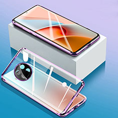 Handyhülle Hülle Luxus Aluminium Metall Rahmen Spiegel 360 Grad Ganzkörper Tasche für Xiaomi Mi 10i 5G Violett