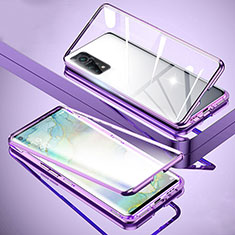 Handyhülle Hülle Luxus Aluminium Metall Rahmen Spiegel 360 Grad Ganzkörper Tasche für Xiaomi Mi 10T Pro 5G Helles Lila