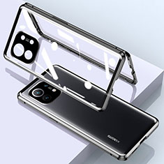 Handyhülle Hülle Luxus Aluminium Metall Rahmen Spiegel 360 Grad Ganzkörper Tasche für Xiaomi Mi 11 5G Schwarz