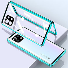 Handyhülle Hülle Luxus Aluminium Metall Rahmen Spiegel 360 Grad Ganzkörper Tasche für Xiaomi Mi 11 Lite 4G Grün