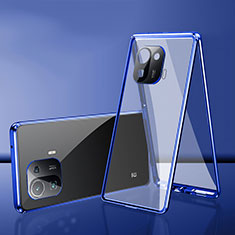 Handyhülle Hülle Luxus Aluminium Metall Rahmen Spiegel 360 Grad Ganzkörper Tasche für Xiaomi Mi 11 Pro 5G Blau