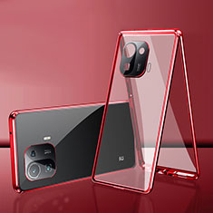 Handyhülle Hülle Luxus Aluminium Metall Rahmen Spiegel 360 Grad Ganzkörper Tasche für Xiaomi Mi 11 Pro 5G Rot