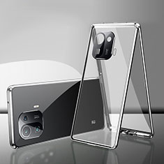Handyhülle Hülle Luxus Aluminium Metall Rahmen Spiegel 360 Grad Ganzkörper Tasche für Xiaomi Mi 11 Pro 5G Silber