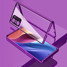 Handyhülle Hülle Luxus Aluminium Metall Rahmen Spiegel 360 Grad Ganzkörper Tasche für Xiaomi Mi 11i 5G Violett