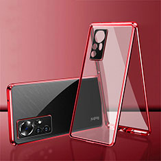Handyhülle Hülle Luxus Aluminium Metall Rahmen Spiegel 360 Grad Ganzkörper Tasche für Xiaomi Mi 12 5G Rot