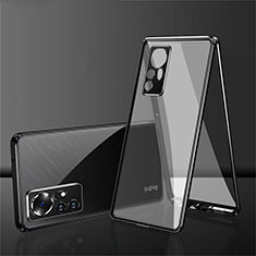 Handyhülle Hülle Luxus Aluminium Metall Rahmen Spiegel 360 Grad Ganzkörper Tasche für Xiaomi Mi 12 5G Schwarz