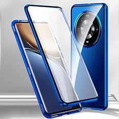 Handyhülle Hülle Luxus Aluminium Metall Rahmen Spiegel 360 Grad Ganzkörper Tasche für Xiaomi Mi 12 Ultra 5G Blau