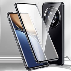 Handyhülle Hülle Luxus Aluminium Metall Rahmen Spiegel 360 Grad Ganzkörper Tasche für Xiaomi Mi 12 Ultra 5G Schwarz