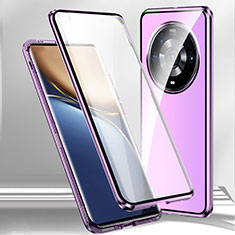 Handyhülle Hülle Luxus Aluminium Metall Rahmen Spiegel 360 Grad Ganzkörper Tasche für Xiaomi Mi 12 Ultra 5G Violett