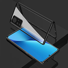 Handyhülle Hülle Luxus Aluminium Metall Rahmen Spiegel 360 Grad Ganzkörper Tasche für Xiaomi Mi 12T 5G Schwarz