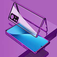 Handyhülle Hülle Luxus Aluminium Metall Rahmen Spiegel 360 Grad Ganzkörper Tasche für Xiaomi Mi 12T Pro 5G Violett