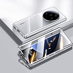 Handyhülle Hülle Luxus Aluminium Metall Rahmen Spiegel 360 Grad Ganzkörper Tasche für Xiaomi Mi 13 Ultra 5G Silber