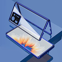 Handyhülle Hülle Luxus Aluminium Metall Rahmen Spiegel 360 Grad Ganzkörper Tasche für Xiaomi Mi Mix 4 5G Blau