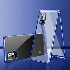 Handyhülle Hülle Luxus Aluminium Metall Rahmen Spiegel 360 Grad Ganzkörper Tasche für Xiaomi POCO M3 Pro 5G Blau