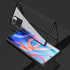 Handyhülle Hülle Luxus Aluminium Metall Rahmen Spiegel 360 Grad Ganzkörper Tasche für Xiaomi Poco M4 Pro 5G Schwarz