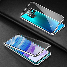 Handyhülle Hülle Luxus Aluminium Metall Rahmen Spiegel 360 Grad Ganzkörper Tasche für Xiaomi Redmi 10X 5G Silber