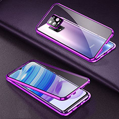 Handyhülle Hülle Luxus Aluminium Metall Rahmen Spiegel 360 Grad Ganzkörper Tasche für Xiaomi Redmi 10X 5G Violett