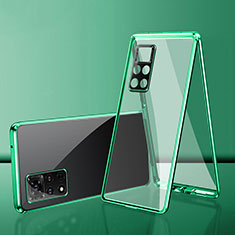 Handyhülle Hülle Luxus Aluminium Metall Rahmen Spiegel 360 Grad Ganzkörper Tasche für Xiaomi Redmi Note 11 4G (2022) Grün