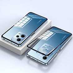 Handyhülle Hülle Luxus Aluminium Metall Rahmen Spiegel 360 Grad Ganzkörper Tasche für Xiaomi Redmi Note 12 Pro 5G Blau