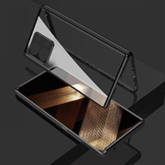 Handyhülle Hülle Luxus Aluminium Metall Rahmen Spiegel 360 Grad Ganzkörper Tasche für Xiaomi Redmi Note 13 Pro 5G Schwarz