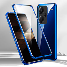 Handyhülle Hülle Luxus Aluminium Metall Rahmen Spiegel 360 Grad Ganzkörper Tasche für Xiaomi Redmi Note 13 Pro+ Plus 5G Blau