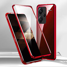Handyhülle Hülle Luxus Aluminium Metall Rahmen Spiegel 360 Grad Ganzkörper Tasche für Xiaomi Redmi Note 13 Pro+ Plus 5G Rot