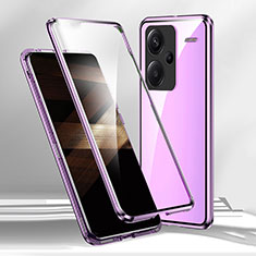 Handyhülle Hülle Luxus Aluminium Metall Rahmen Spiegel 360 Grad Ganzkörper Tasche für Xiaomi Redmi Note 13 Pro+ Plus 5G Violett