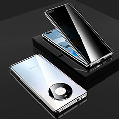 Handyhülle Hülle Luxus Aluminium Metall Rahmen Spiegel 360 Grad Ganzkörper Tasche K01 für Huawei Mate 40 Pro Silber