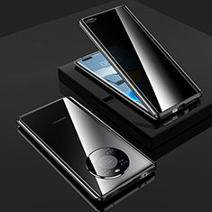 Handyhülle Hülle Luxus Aluminium Metall Rahmen Spiegel 360 Grad Ganzkörper Tasche K01 für Huawei Mate 40E Pro 4G Schwarz