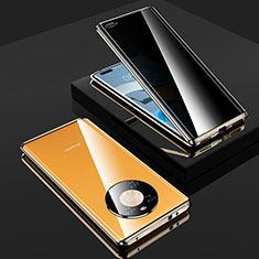 Handyhülle Hülle Luxus Aluminium Metall Rahmen Spiegel 360 Grad Ganzkörper Tasche K01 für Huawei Mate 40E Pro 5G Gold