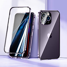 Handyhülle Hülle Luxus Aluminium Metall Rahmen Spiegel 360 Grad Ganzkörper Tasche LK1 für Apple iPhone 13 Pro Max Violett