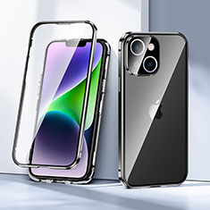 Handyhülle Hülle Luxus Aluminium Metall Rahmen Spiegel 360 Grad Ganzkörper Tasche LK1 für Apple iPhone 13 Schwarz