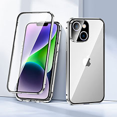 Handyhülle Hülle Luxus Aluminium Metall Rahmen Spiegel 360 Grad Ganzkörper Tasche LK1 für Apple iPhone 13 Silber