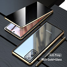 Handyhülle Hülle Luxus Aluminium Metall Rahmen Spiegel 360 Grad Ganzkörper Tasche LK1 für Samsung Galaxy Note 20 5G Gold
