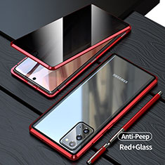 Handyhülle Hülle Luxus Aluminium Metall Rahmen Spiegel 360 Grad Ganzkörper Tasche LK1 für Samsung Galaxy Note 20 5G Rot