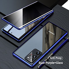 Handyhülle Hülle Luxus Aluminium Metall Rahmen Spiegel 360 Grad Ganzkörper Tasche LK1 für Samsung Galaxy Note 20 Ultra 5G Blau