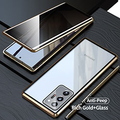 Handyhülle Hülle Luxus Aluminium Metall Rahmen Spiegel 360 Grad Ganzkörper Tasche LK1 für Samsung Galaxy Note 20 Ultra 5G Gold