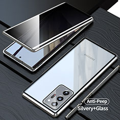 Handyhülle Hülle Luxus Aluminium Metall Rahmen Spiegel 360 Grad Ganzkörper Tasche LK1 für Samsung Galaxy Note 20 Ultra 5G Silber