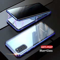 Handyhülle Hülle Luxus Aluminium Metall Rahmen Spiegel 360 Grad Ganzkörper Tasche LK1 für Samsung Galaxy S20 5G Blau