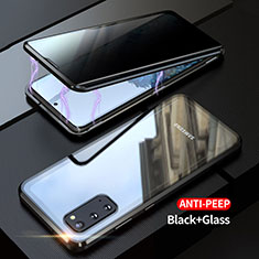 Handyhülle Hülle Luxus Aluminium Metall Rahmen Spiegel 360 Grad Ganzkörper Tasche LK1 für Samsung Galaxy S20 5G Schwarz