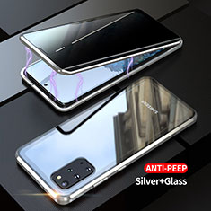 Handyhülle Hülle Luxus Aluminium Metall Rahmen Spiegel 360 Grad Ganzkörper Tasche LK1 für Samsung Galaxy S20 Plus Silber