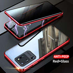 Handyhülle Hülle Luxus Aluminium Metall Rahmen Spiegel 360 Grad Ganzkörper Tasche LK1 für Samsung Galaxy S20 Ultra 5G Rot