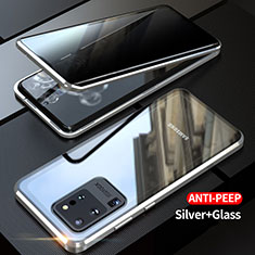 Handyhülle Hülle Luxus Aluminium Metall Rahmen Spiegel 360 Grad Ganzkörper Tasche LK1 für Samsung Galaxy S20 Ultra 5G Silber