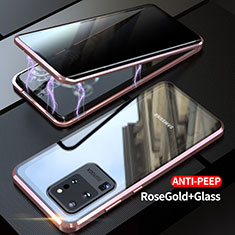 Handyhülle Hülle Luxus Aluminium Metall Rahmen Spiegel 360 Grad Ganzkörper Tasche LK1 für Samsung Galaxy S20 Ultra Rosegold